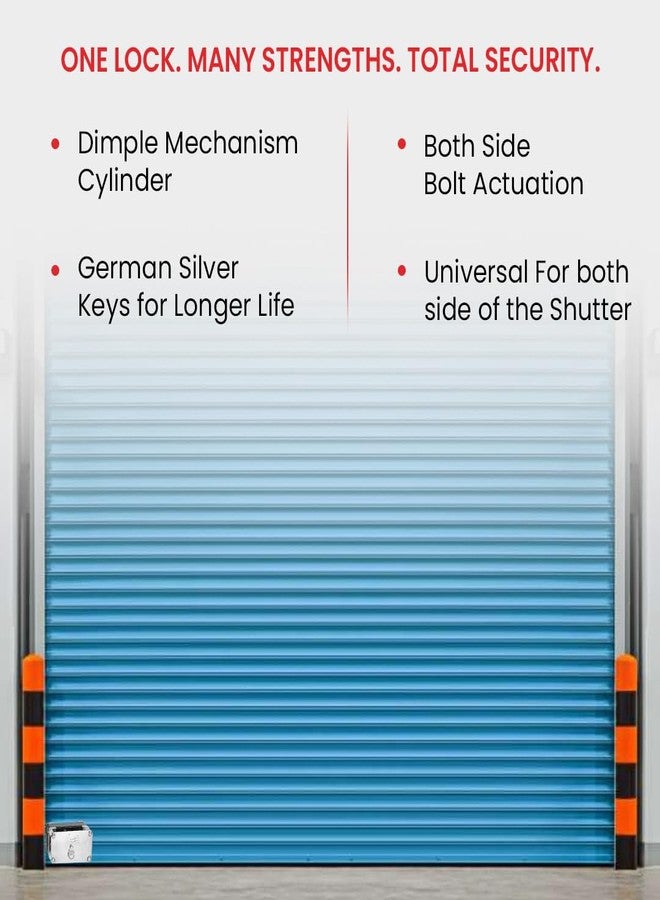 لينك قفل مصراع عالمي من نوع Link NXT، قفل ثقيل للمصراع/الباب الرئيسي مع 3 مفاتيح (75 × 155 مم) - Image 3